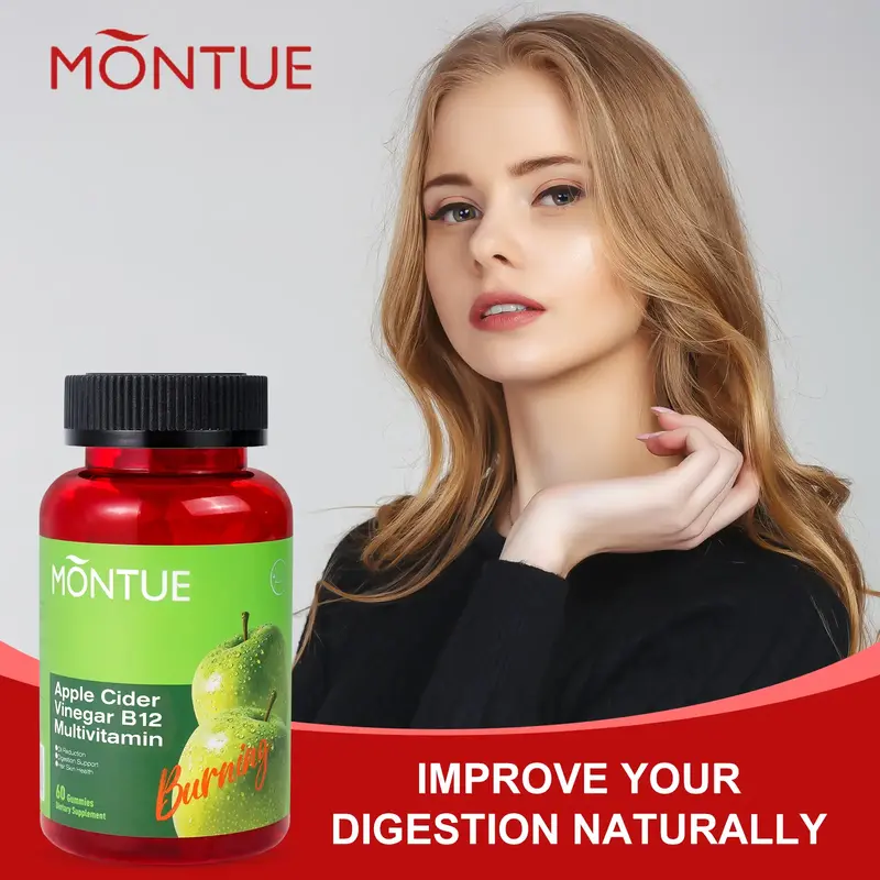 Montue ACV apple cider Vinegar gummies : A dietary supplement that helps gut health , promotes intestinal health, and support...