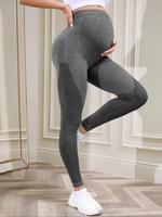 Maternity Women's Solid Color High Waist Maternity Leggings, High Stretch Seamless Skinny Pants, Maternity Clothing for All S...
