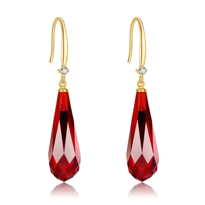 14K Gold Garnet Drop Earrings