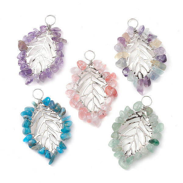 Natural & Synthetic Mixed Gemstone Chip Pendants