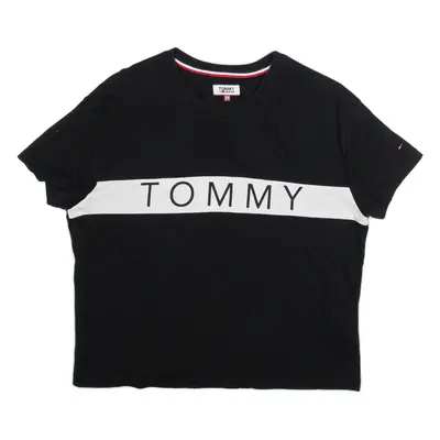 TOMMY HILFIGER Womens T-Shirt Black XS