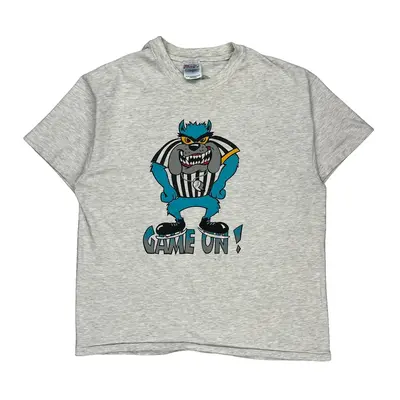 Single Stitch Hanes Graphic T-Shirt - XL Grey Cotton