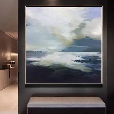 Abstract   Painting Oversized Painting Blue Painting Gray Painting White Painting Ocean Painting | BOUNDLESS HORIZON