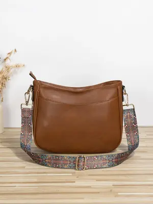 Women's Fashionable Ethnic Pattern Strap Crossbody Bag, Vintage Style Shoulder Bag for Daily Used, Casual Trendy Versatile Da...