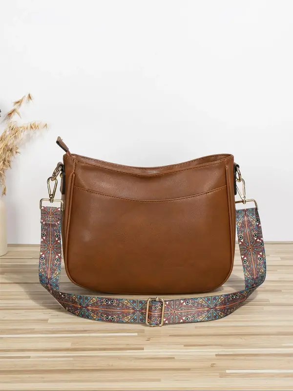 Women's Fashionable Ethnic Pattern Strap Crossbody Bag, Vintage Style Shoulder Bag for Daily Used, Casual Trendy Versatile Da...