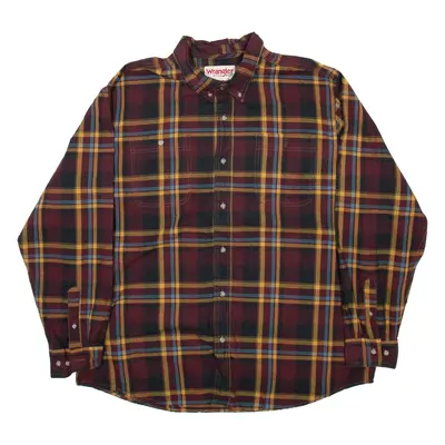 WRANGLER Mens Shirt Brown Check Long Sleeve 2XL