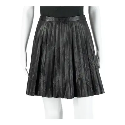 J.CREW Faux Leather Womens Pleated Skirt Black Short S