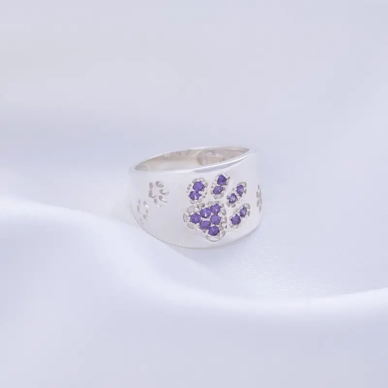Sparkling Paw Sterling Ring - 7