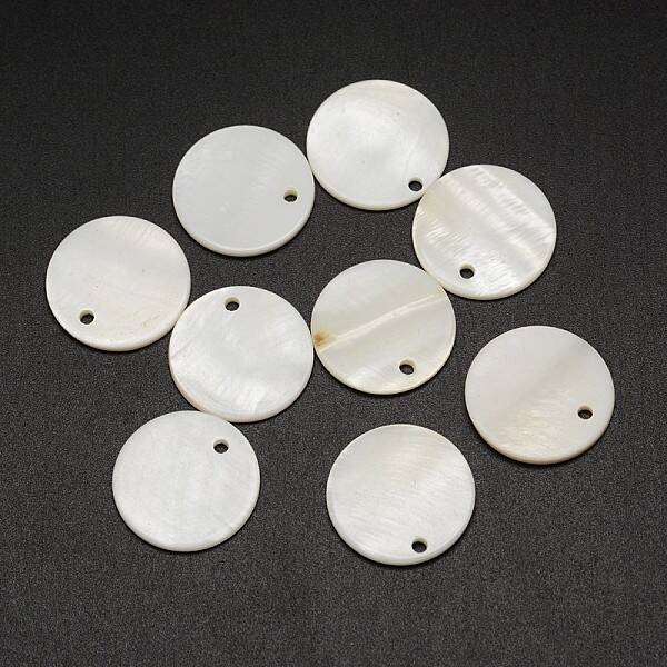 Dyed Natural Flat Round Shell Pendant