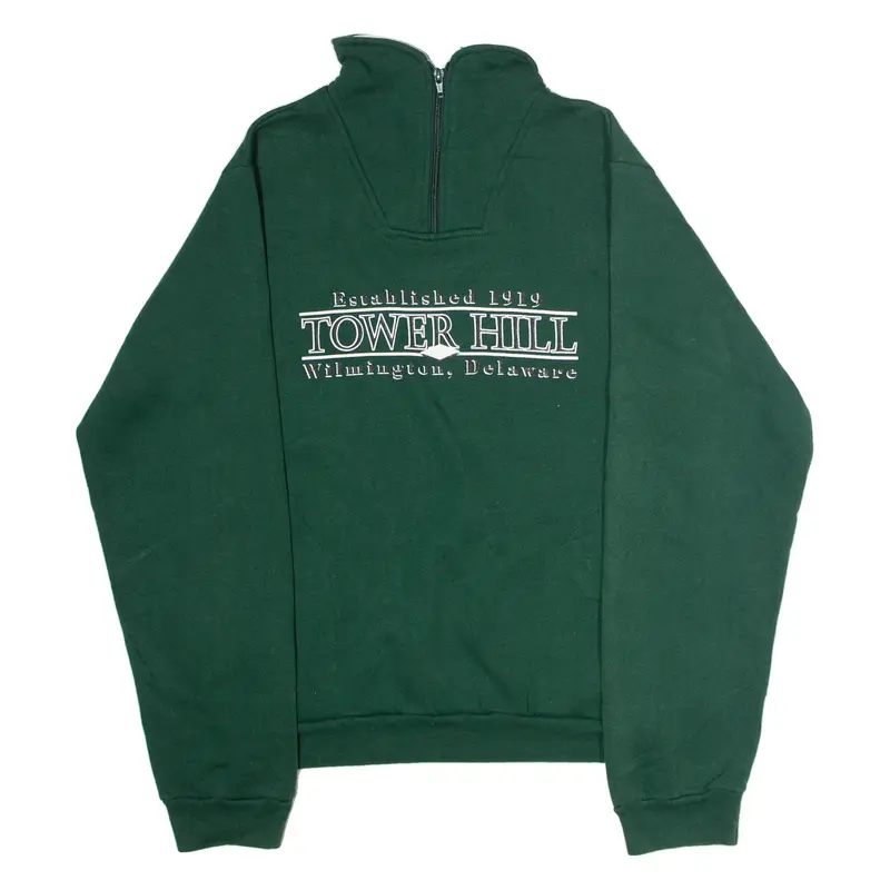 THIRD STREET Tower Hill Washington Delaware Mens Sweatshirt Green 90s USA S