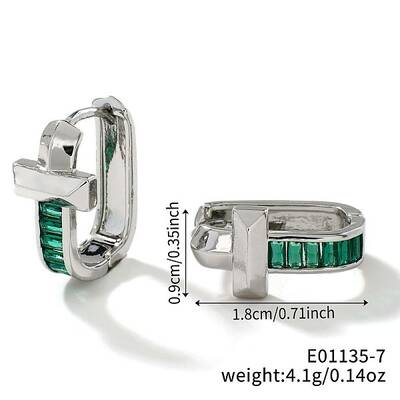 Geometric U-shaped Brass Hoop Earrings for Women