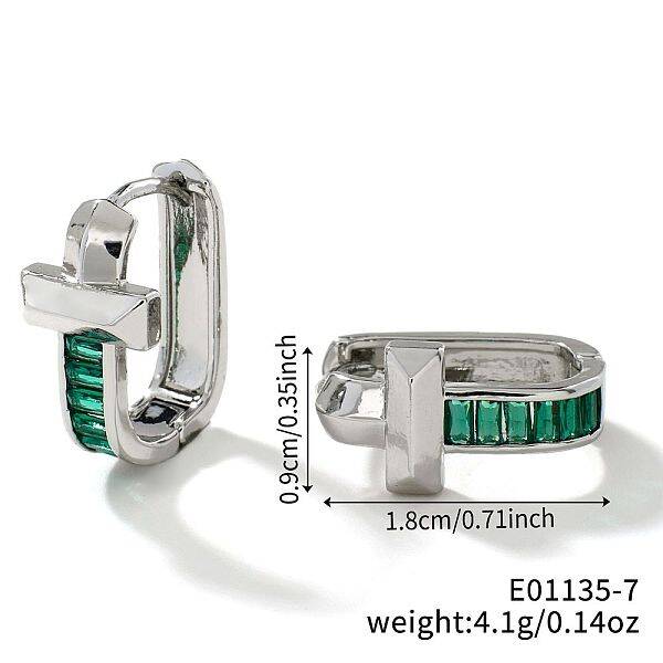 Geometric U-shaped Brass Hoop Earrings for Women