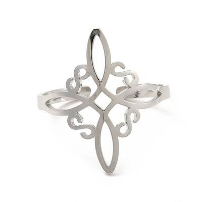 Non-Tarnish 304 Stainless Steel Sailor's Knot Open Cuff Ring