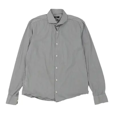 Slim Fit Hugo Boss Striped Shirt - Medium Grey Cotton