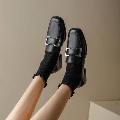 CHIKO Doncia Square Toe Block Heels Loafers Shoes