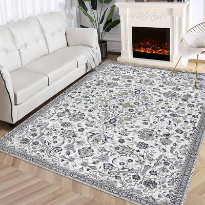 Garvee 8x10 Area Rugs for Bedroom Washable Rugs Boho Rug for Living Room Vintage Rug Non Slip Carpet Floral Throw Rugs Large ...