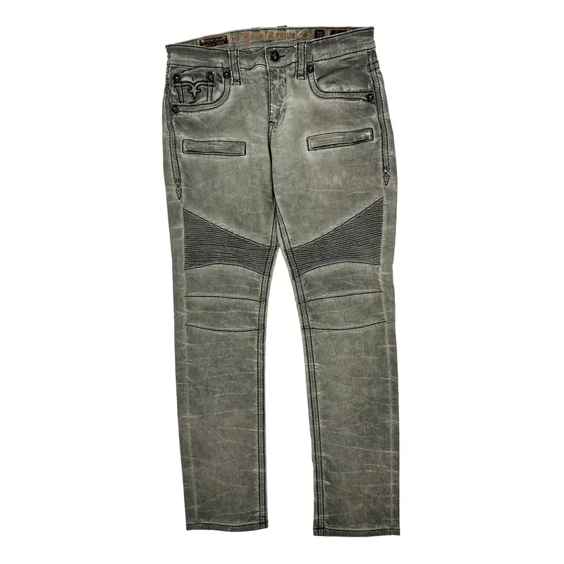 Hip Hop Rock Revival Slim Fit Jeans - 36W 33L Grey Cotton Blend