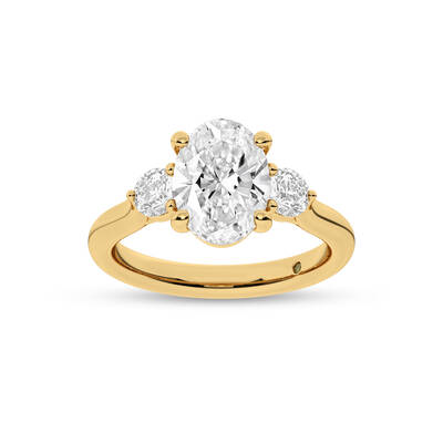Aevum Classic Three Stone Oval Lab Grown Diamond Engagement Ring | 18K Yellow Gold 1 3/8 CT. TW.
