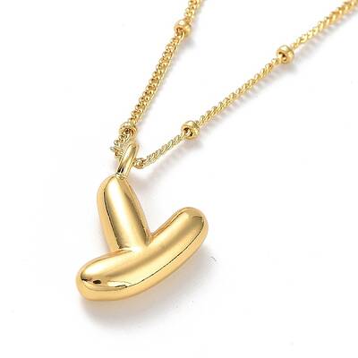 Initial Letter Brass Pendant Necklaces