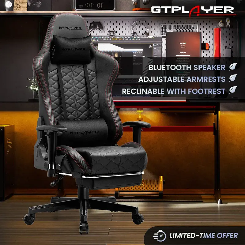 GTPLAYER Gaming Chair, Computer Chair with Bluetooth Speakers, High Back Ergonomic Office Chair Desk Chair with Lumbar Suppor...
