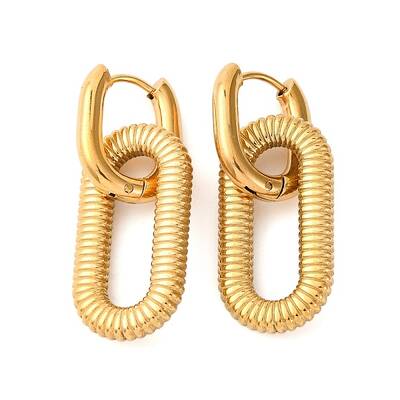 Ion Plating(IP) 304 Stainless Steel Oval Hoop Earrings for Women