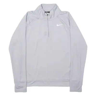 NIKE Running Mens Jersey Grey Long Sleeve 1/4 Zip L