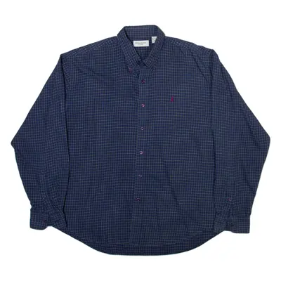 YVES SAINT LAURENT Mens Shirt Blue Check Long Sleeve XL