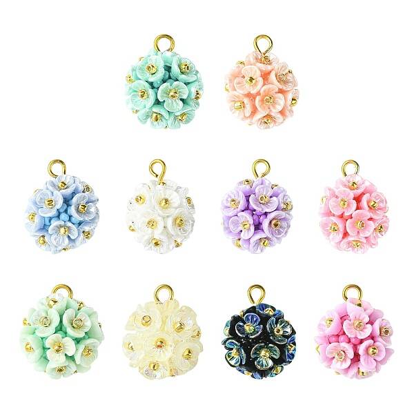 10pcs Glass Seed Beaded Flower Pendnats