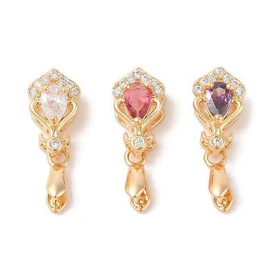 Golden Brass Micro Pave Clear Cubic Zirconia Ice Pick Pinch Bails