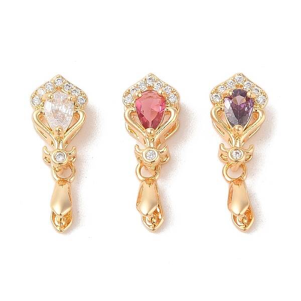 Golden Brass Micro Pave Clear Cubic Zirconia Ice Pick Pinch Bails