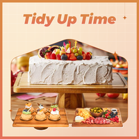 2-in-1 Cake Stand & Charcuterie Board Acacia Wood Acrylic Dome Trending Party Wedding Bakery Display，FathersDayGift