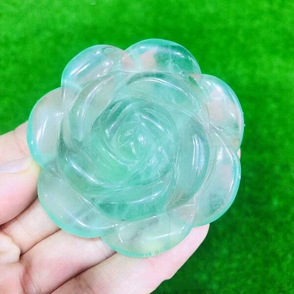 Natural Fluorite Carved Rose Figurines