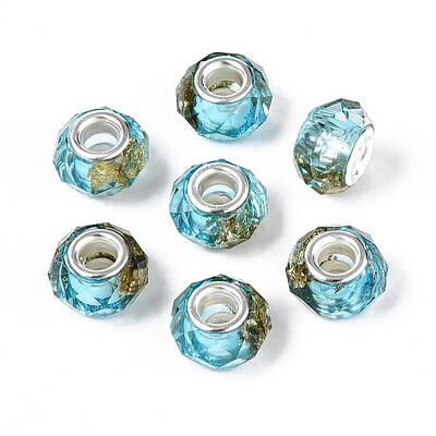 Transparent Resin Rondelle European Beads