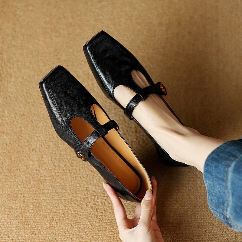 CHIKO Adrianne Square Toe Block Heels T-Strap Shoes