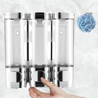 Electroplated Silver Shampoo & Conditioner Dispenser - 3 Chamber No-Drill Wall-Mounted Shower Dispenser for Bathroom, Hotel, ...