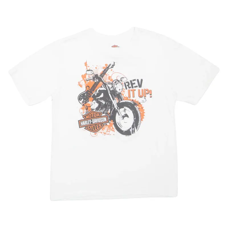HARLEY DAVIDSON Boys Biker T-Shirt White L