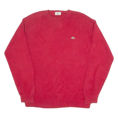 LACOSTE Mens Jumper Red Tight Knit L