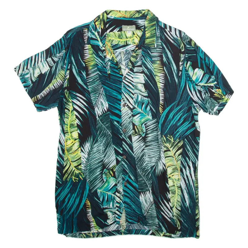 COCO REPUBLIC Mens Hawaiian Shirt Green Floral M