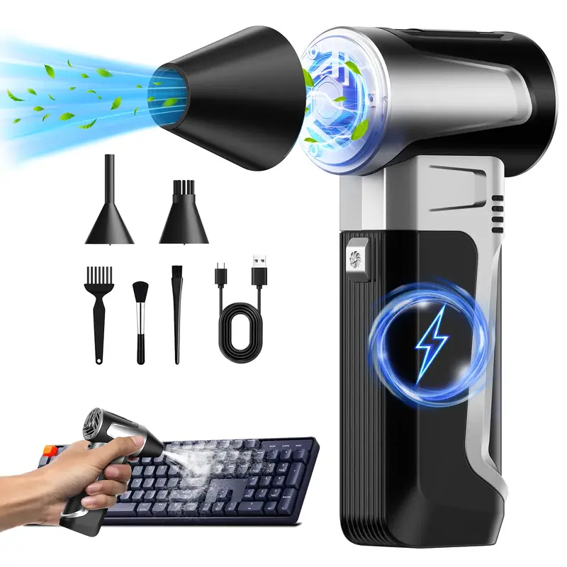 Electric Air Duster Cordless Air Blower, with 3 Adjustable Gears,Compressed Air Duster  Mini Blower Electric Turbo Fan ,for K...