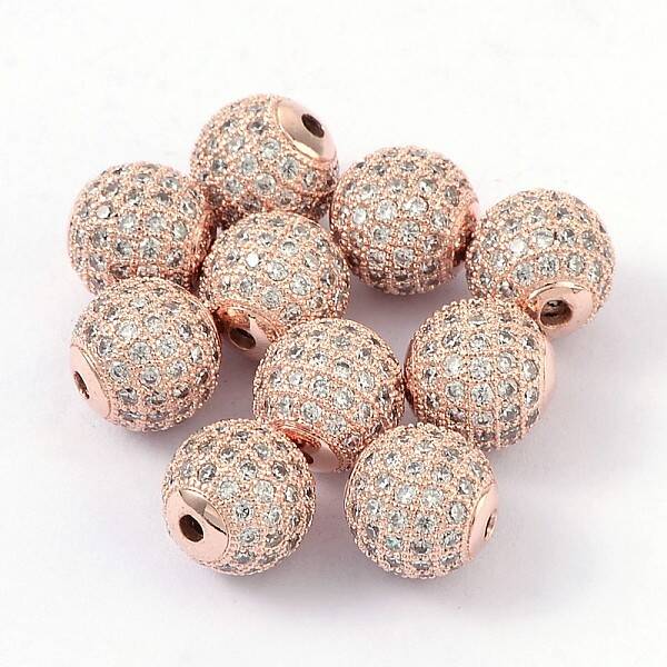 Brass Cubic Zirconia Beads