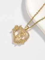 Heart Shaped Initial Designed Necklace for Women, Zircon Decor Pendant Necklace, Elegant Necklace for Women