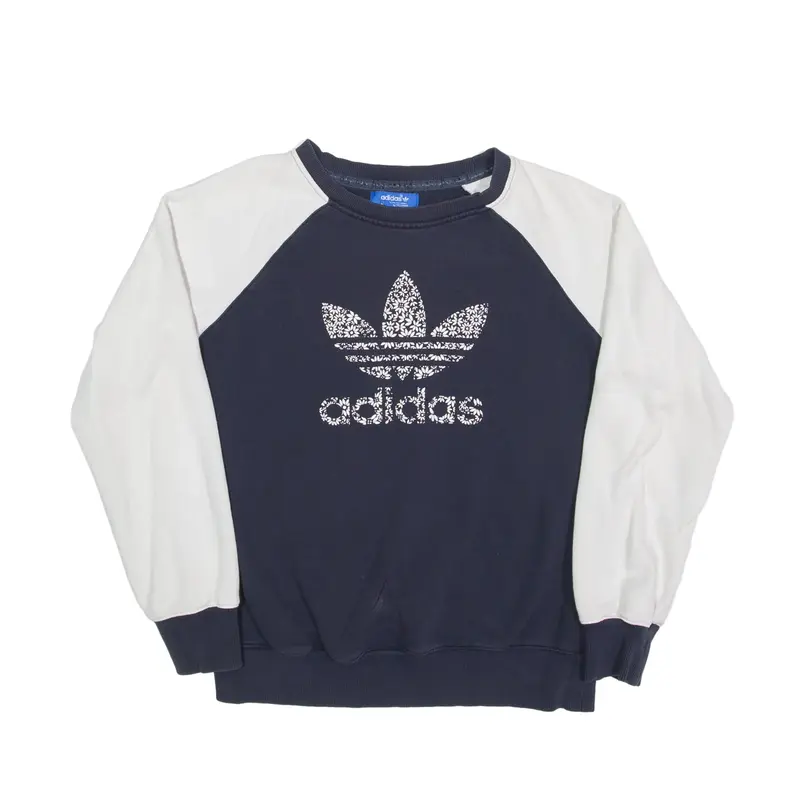 ADIDAS Flower Sweatshirt Blue Womens UK 12