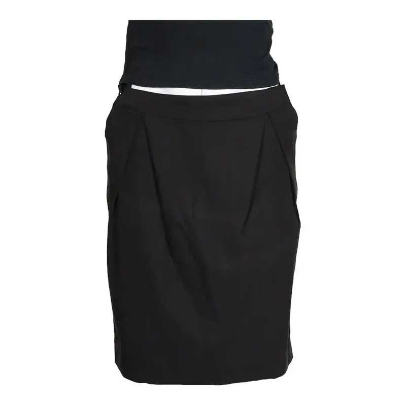 Emporio Armani Midi Skirt - 34W UK 14 Black Viscose Blend
