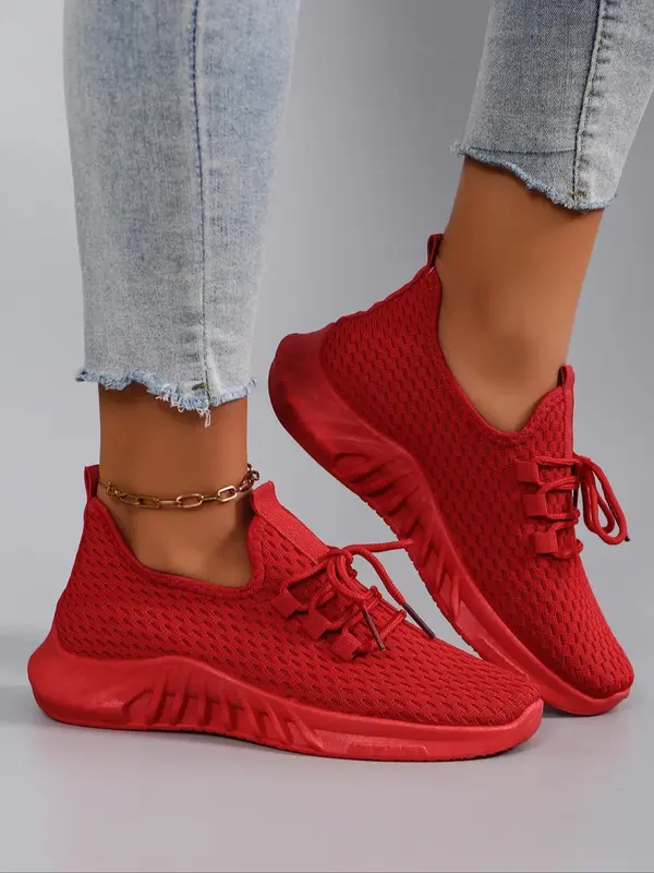 Women's Fashionable Lace Up Low Top Colorblock Sneakers, Casual Comfortable Breathable Sports Running Shoes for Women, All-ma...