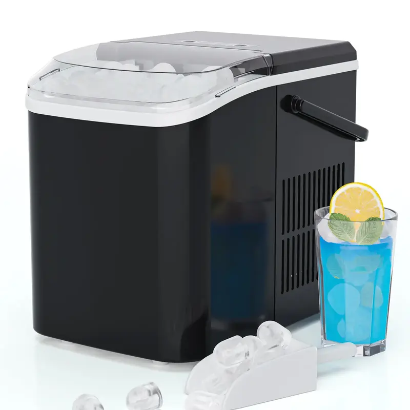 【Deal】Countertop Ice Maker Machine,Fast Making Ice Cubes, 2 Sizes Bullet Ice, Portable Ice Machine