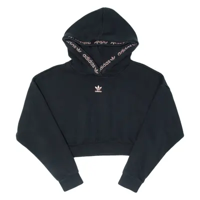 ADIDAS Cropped Womens Black Hoodie UK 6