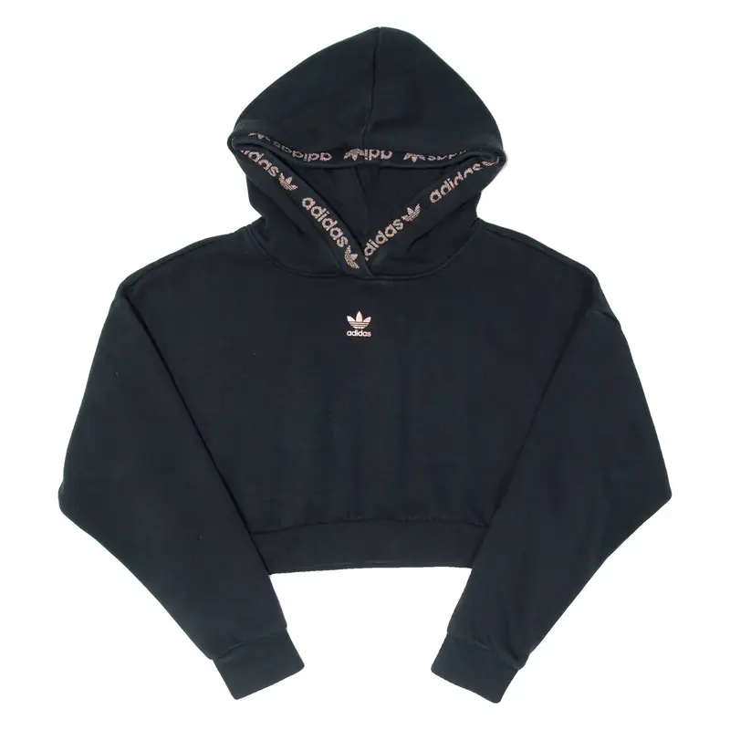 ADIDAS Cropped Womens Black Hoodie UK 6