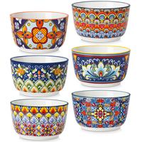 vancasso 4/6/8 Oz Ramekins Oven Safe Set of 6, Bohemian Creme Brulee Ramekins, Colorful Souffle Dishes, Pudding Custard Cups ...