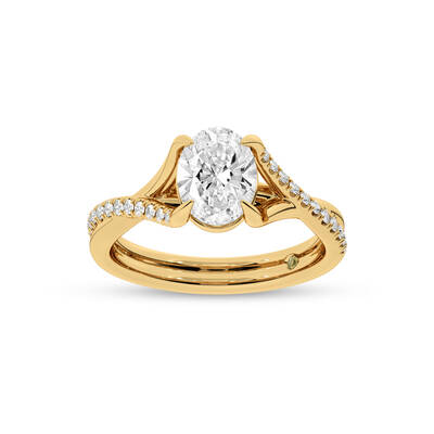 Lumen Twisted Pavé Shank Oval Lab Diamond Engagement Ring | 10K Yellow Gold 3 1/4 CT. TW.