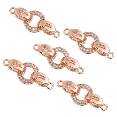 5 Sets Brass Micro Pave Clear Cubic Zirconia Fold Over Clasps